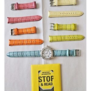Invicta Interchangeable Pastel Leather Watch Straps & Silver Watch